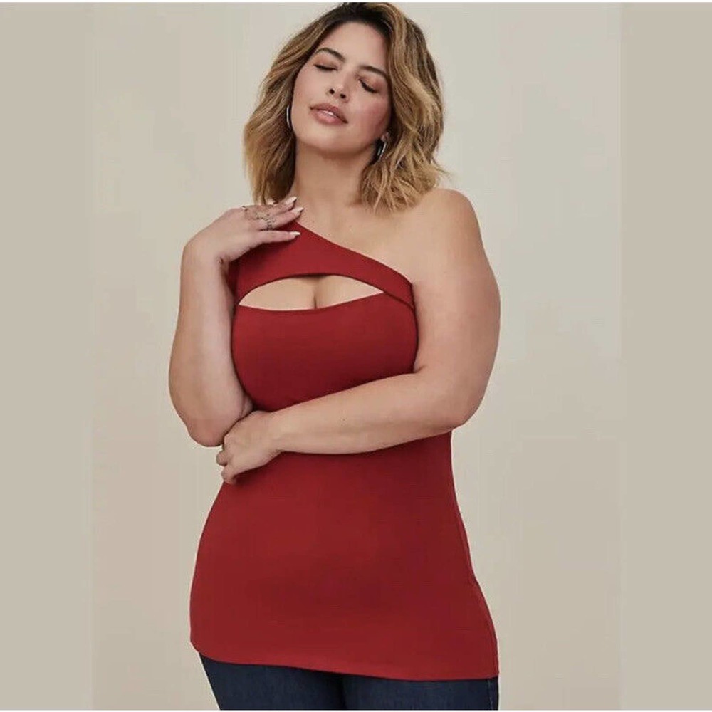 New Torrid Womans Sz 6X Foxy One Shoulder Cut Out Tank Stretch NWT